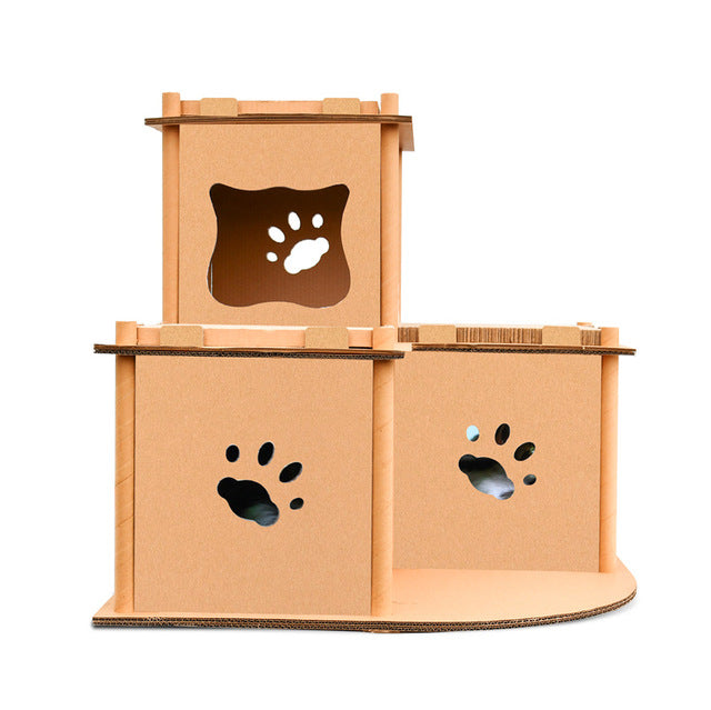 pet supplies corrugated paper cat mansion cat house outdoor sun cat castle claw toy kitten climbing rack cat scratcher tunnel