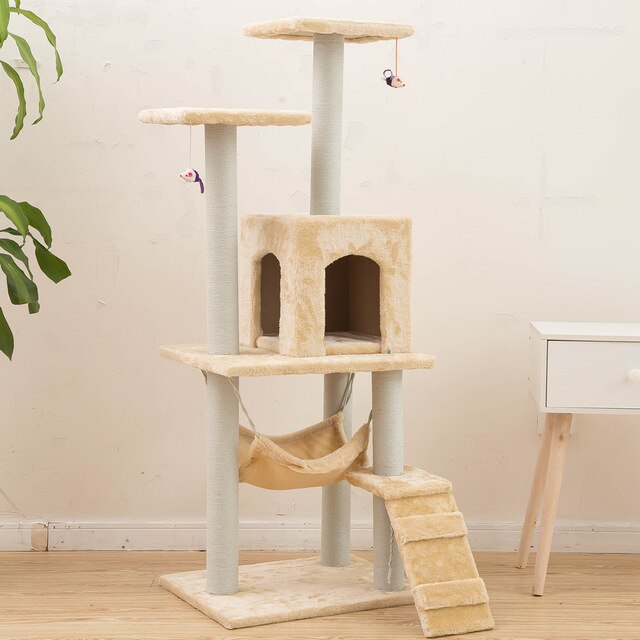 Pet Supplies Cat Toy Climbing Frame Cat Scratch Board Tree Nest Hammock 23S Cat Tunnel Tower Velvet Good Quality cage