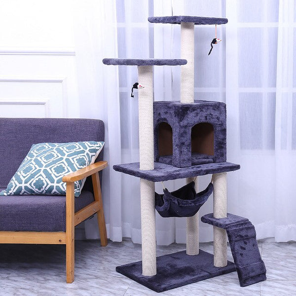 Pet Supplies Cat Toy Climbing Frame Cat Scratch Board Tree Nest Hammock 23S Cat Tunnel Tower Velvet Good Quality cage